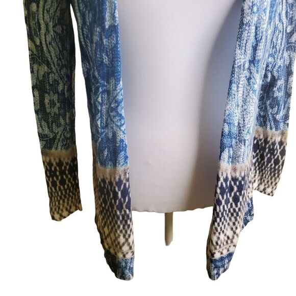 Chico’s Blue Patterned Open Front Cardigan Size Small - Picture 3 of 9